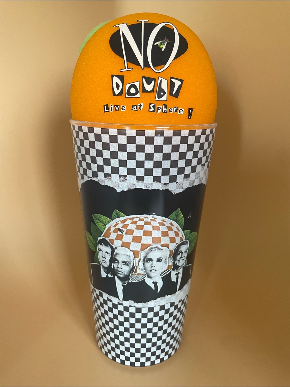 No Doubt Sphere Concert Stage Drop Orange & Checker Graphic Cup